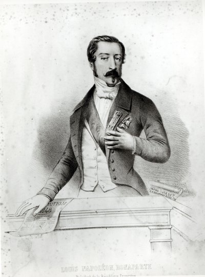 Charles Louis Napoleon Bonaparte legt de eed af op de grondwet van 1848 door French School